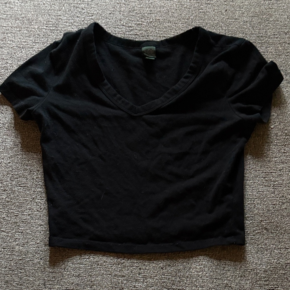 Wild Fable Black V-Neck Crop Top